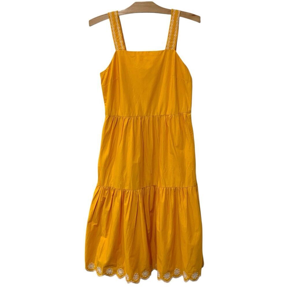 J. Crew Factory | Dress Midi Yellow Scalloped Embroidered Sundress- Size 2